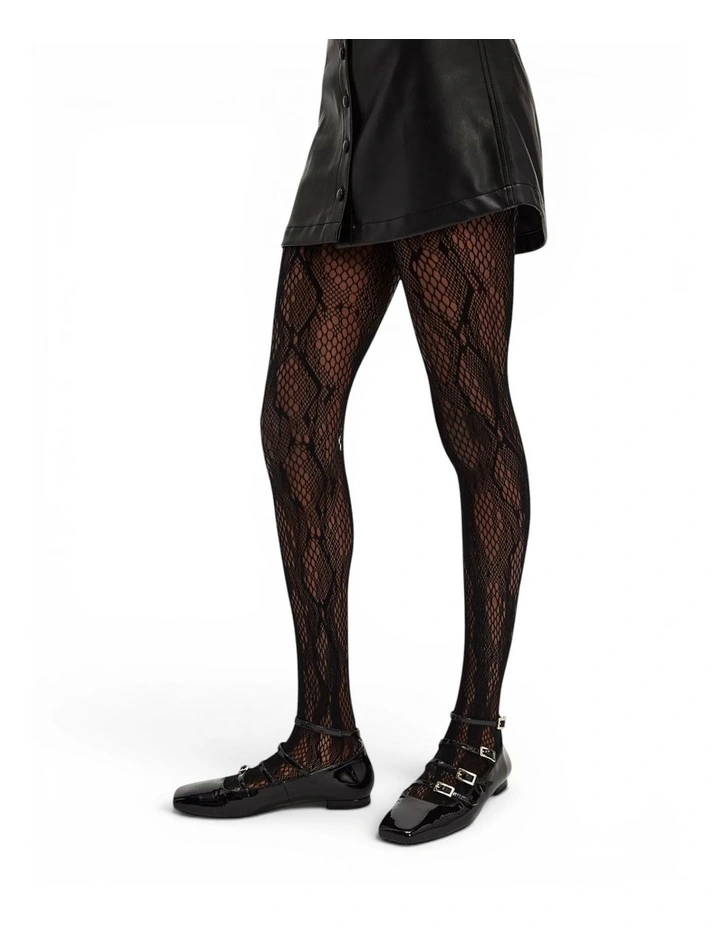 Sleek Snakeskin Tights - Black image 3