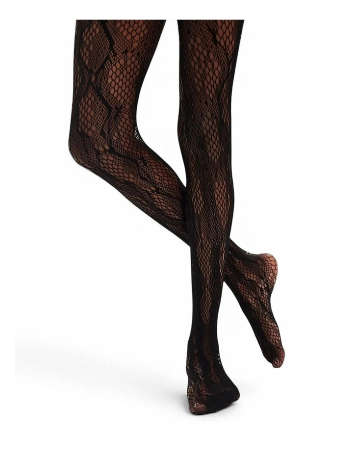 Sleek Snakeskin Tights - Black image 4
