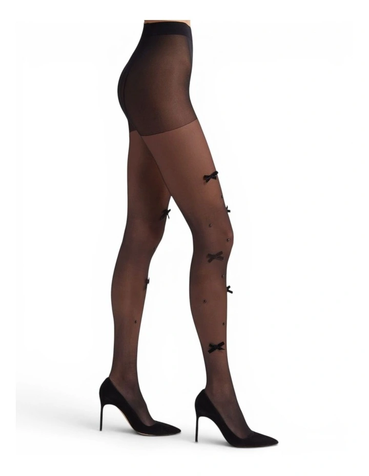 Velvet Bow Pearl Tights image 1