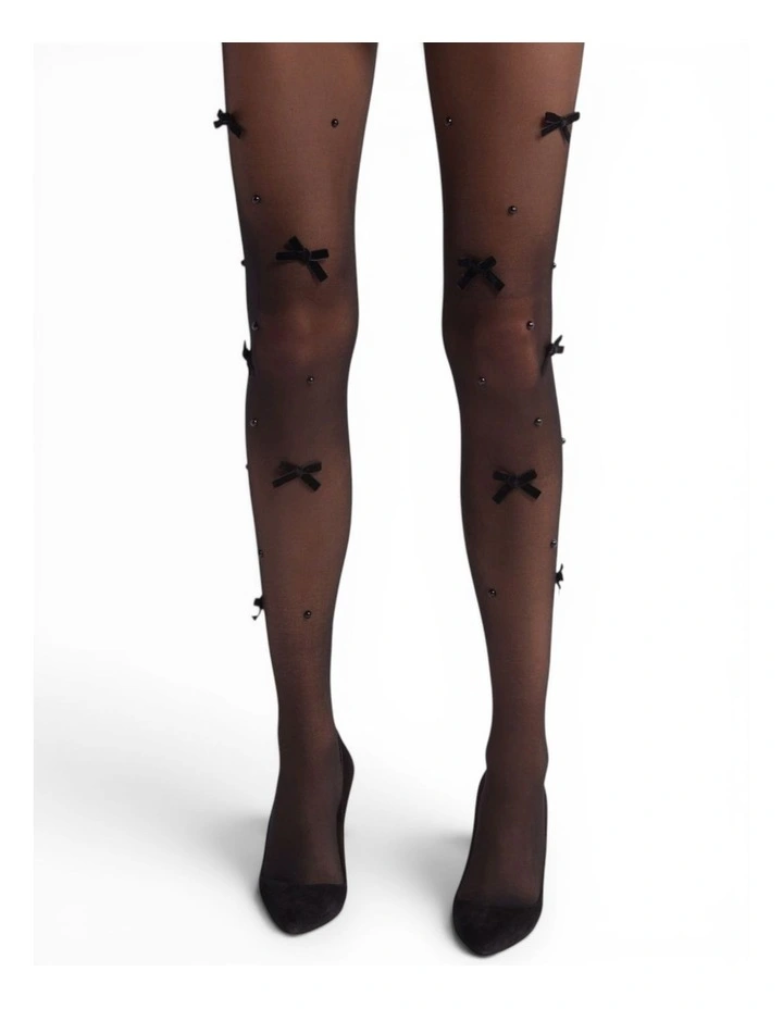 Velvet Bow Pearl Tights image 2