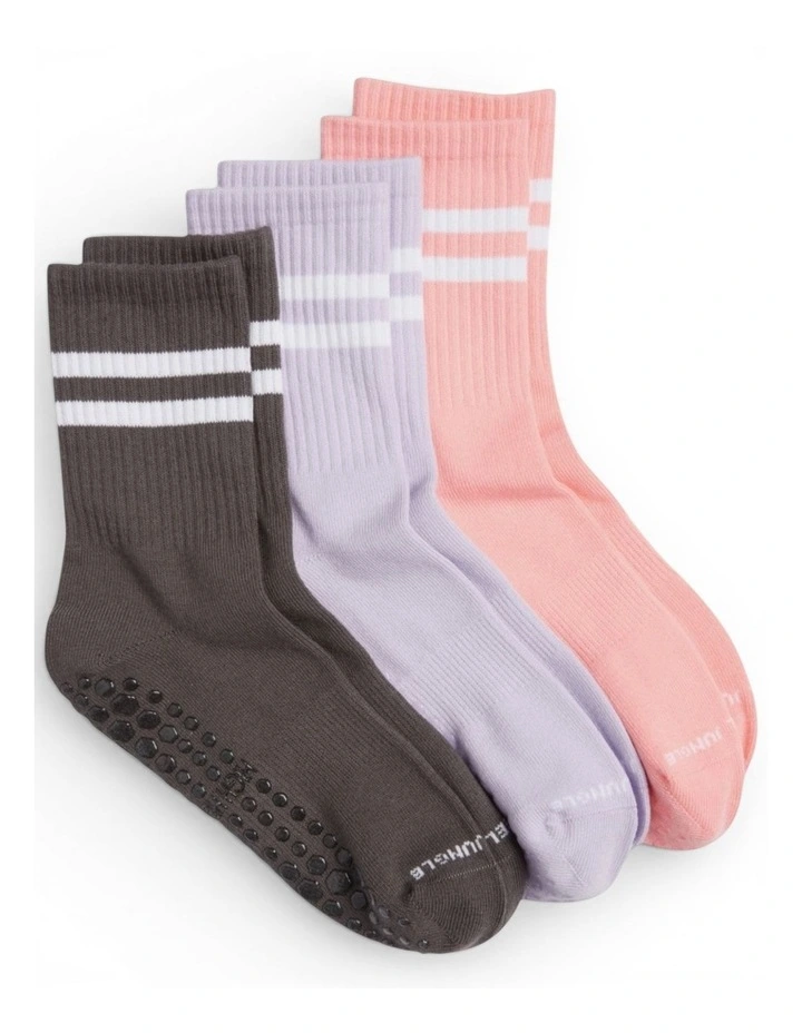 Varsity Grip Pilates Yoga Socks 3 Pack in Multi image 2