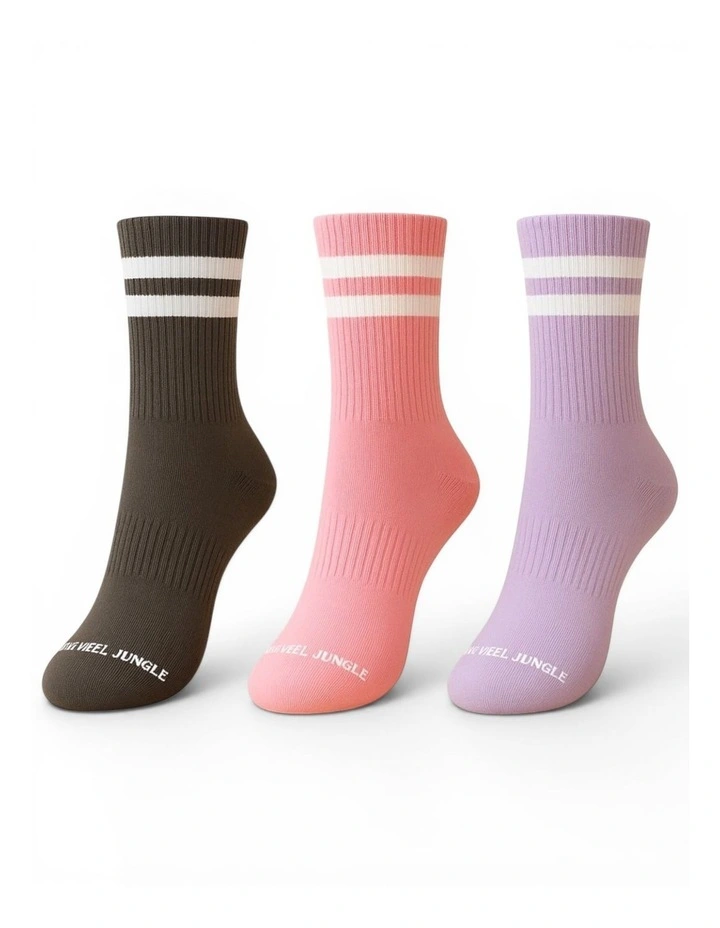 Varsity Grip Pilates Yoga Socks 3 Pack in Multi image 5