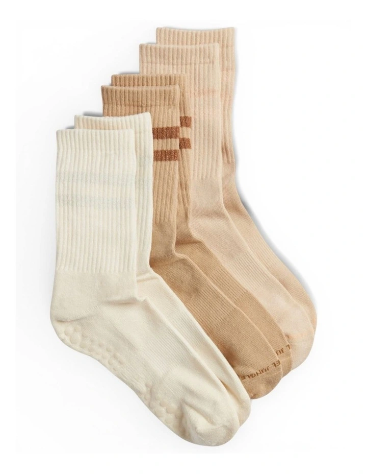 Pilates Yoga Socks 3 Pack in Multi image 1