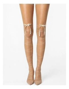 Satin Bow Lace Up Tights