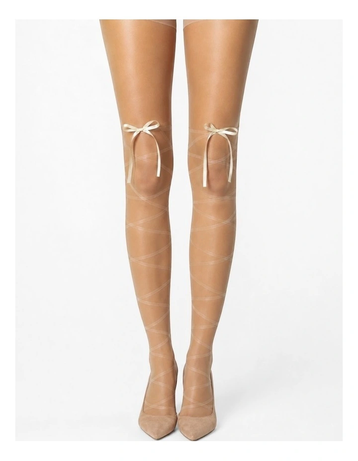 Satin Bow Lace Up Tights image 1