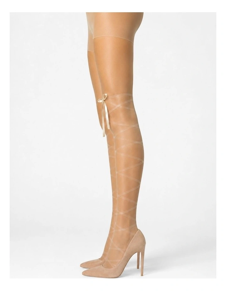 Satin Bow Lace Up Tights image 2