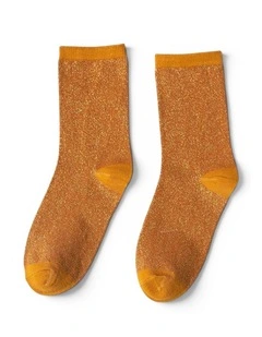 Lurex Trouser Socks in Brown