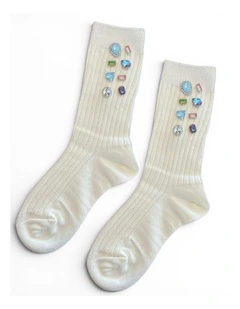 Be Jeweled Socks in White