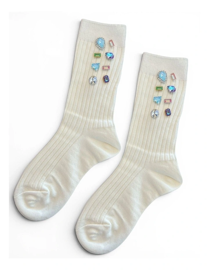 Be Jeweled Socks in White image 1