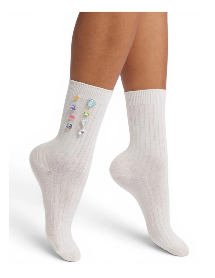 Be Jeweled Socks in White image 3