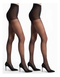 15 Denier Silky Slimming Sheer Tights - 2 Packs