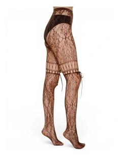 Chevonne Lace And Satin Fishnet Tights