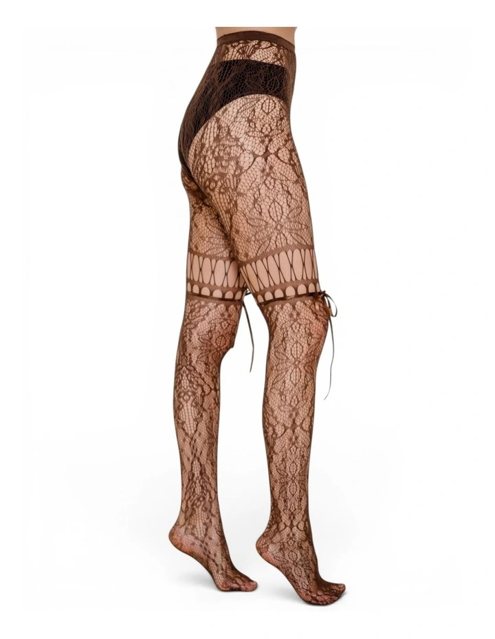 Chevonne Lace And Satin Fishnet Tights image 1