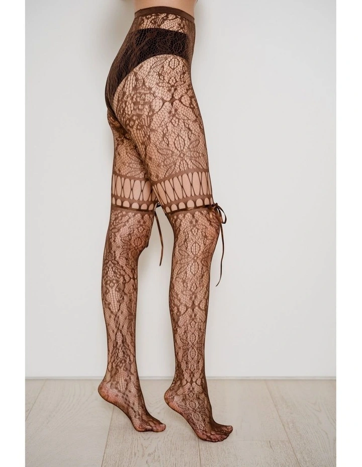 Chevonne Lace And Satin Fishnet Tights image 2