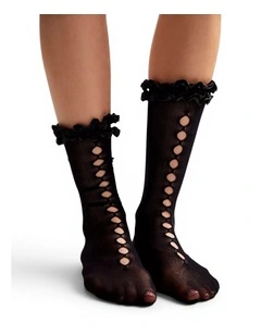 Wednesday Ruffle Socks in Black