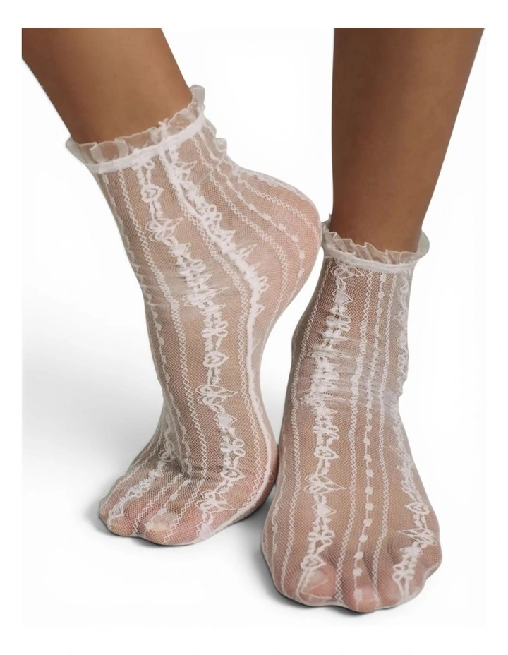 Sweet Frill Lace Socks in White image 1