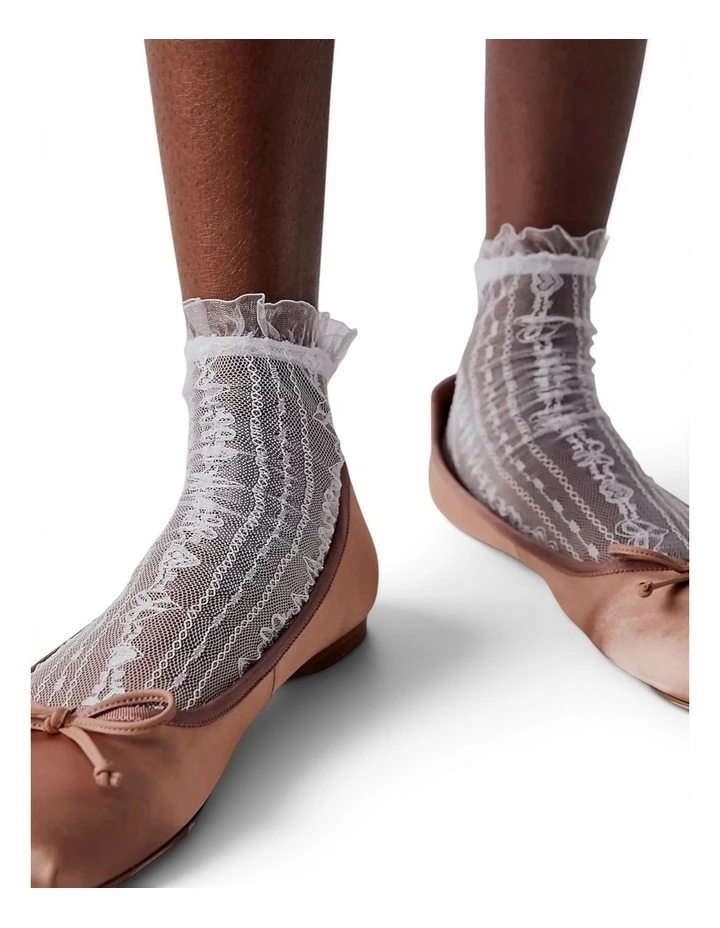 Sweet Frill Lace Socks in White image 2