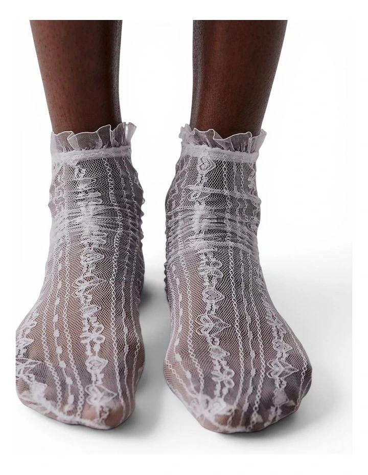 Sweet Frill Lace Socks in White image 5