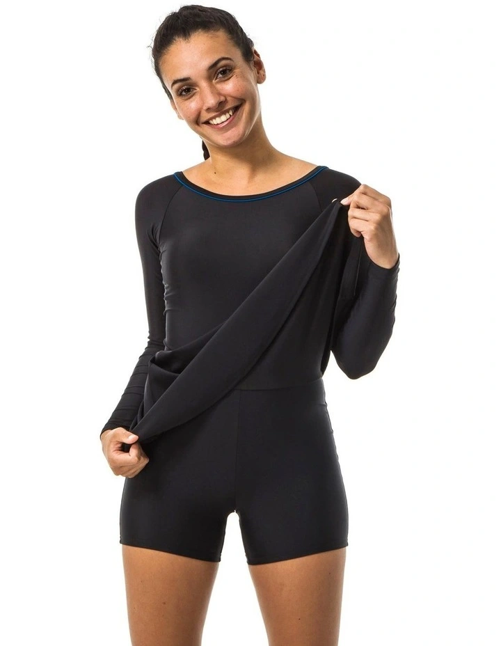 Una Sleeve One-Piece Swimsuit in Black image 3