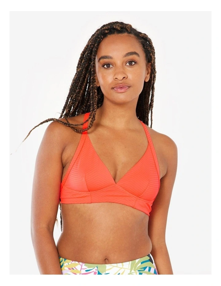 Bea Surfing Textured Bikini Crop Top in Neon Orange image 1