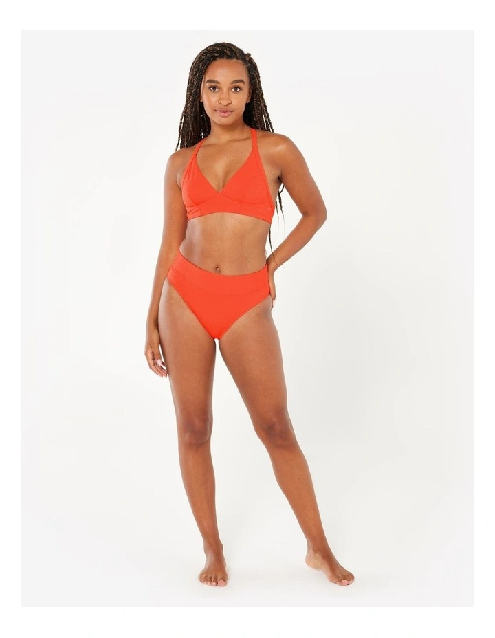 Bea Surfing Textured Bikini Crop Top in Neon Orange image 2