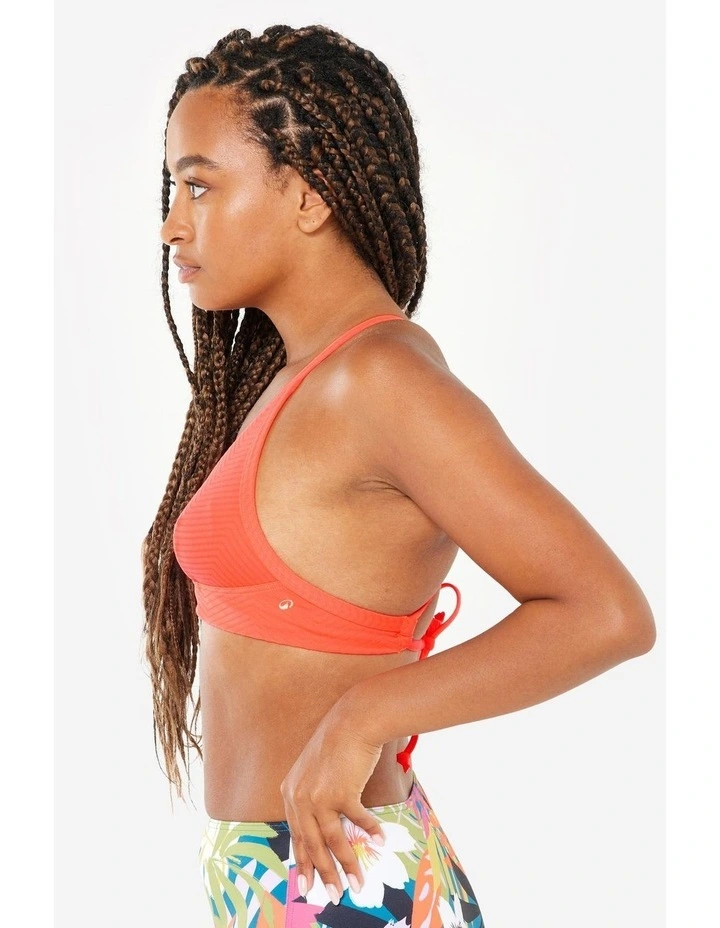 Bea Surfing Textured Bikini Crop Top in Neon Orange image 3