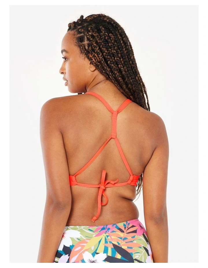 Bea Surfing Textured Bikini Crop Top in Neon Orange image 4