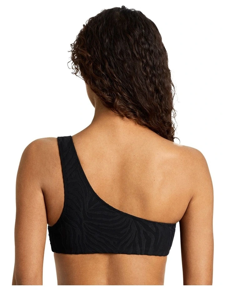 Zebra Jacquard Ring Detail One Shoulder Bikini Top image 2