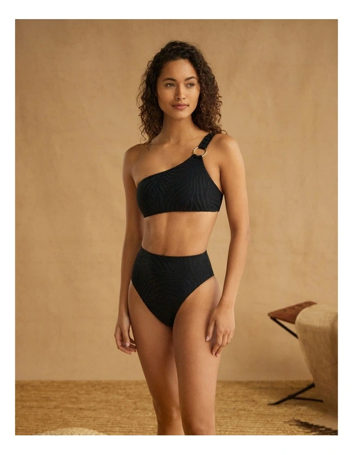 Zebra Jacquard Ring Detail One Shoulder Bikini Top image 3
