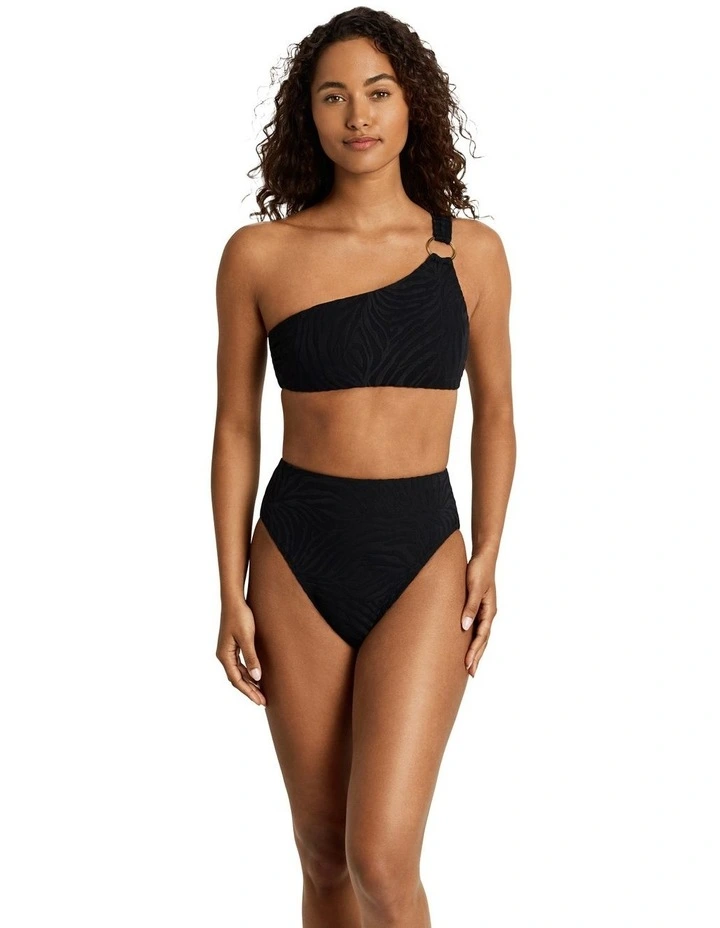 Zebra Jacquard Ring Detail One Shoulder Bikini Top image 5