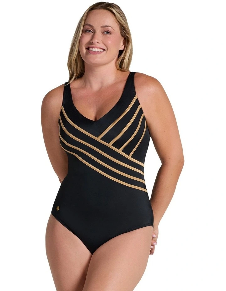 3D Stripes Padded Cup Shaping Swimsuit image 1