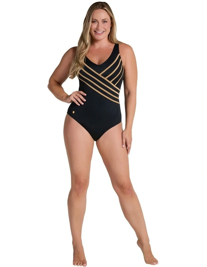 3D Stripes Padded Cup Shaping Swimsuit image 4