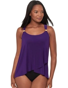 Dazzle Underwired Draped Tankini Top in Purple