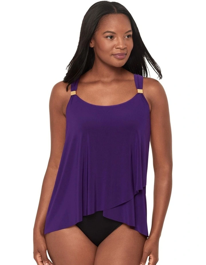 Dazzle Underwired Draped Tankini Top in Purple image 1