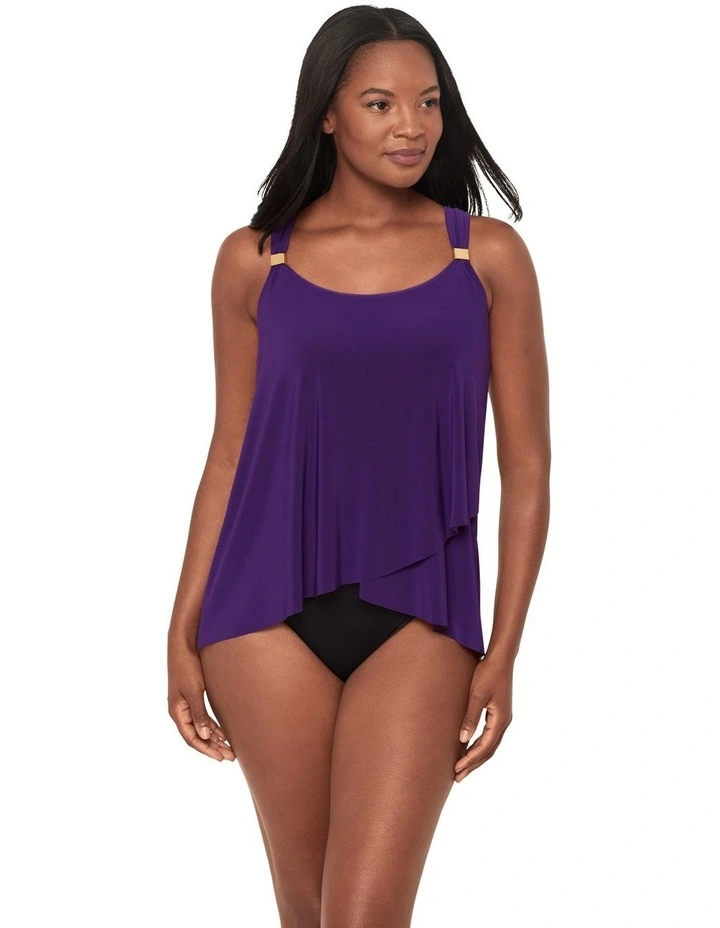 Dazzle Underwired Draped Tankini Top in Purple image 5