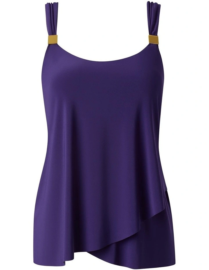 Dazzle Underwired Draped Tankini Top in Purple image 6