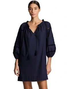 Embroidered Cotton Mini Beach Dress Cover Up