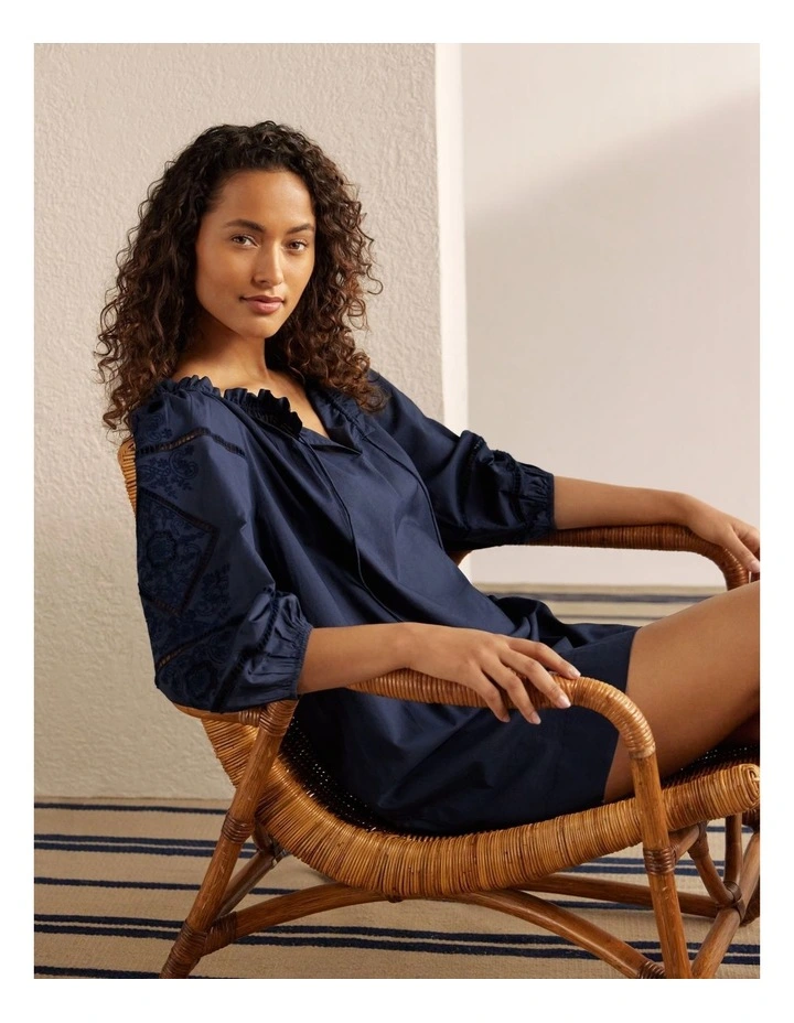 Embroidered Cotton Mini Beach Dress Cover Up image 3