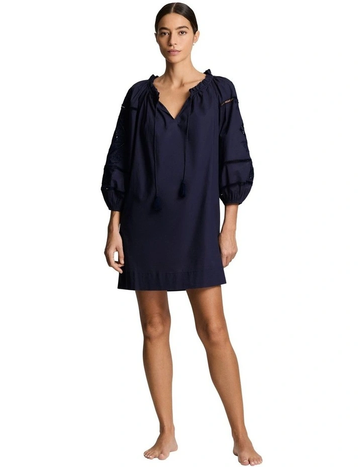 Embroidered Cotton Mini Beach Dress Cover Up image 5
