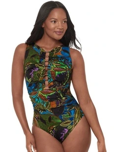 Amazonia Swizzle Underwire High Neck Swimsuit with Beads
