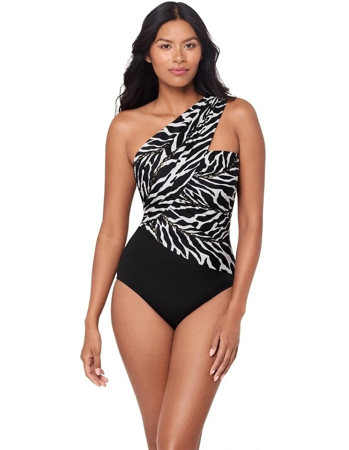 Sand Tracks Goddess One Shoulder Tummy Control Swimsuit image 6