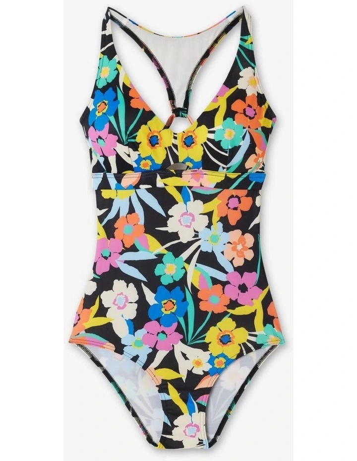 Decathlon | Women's floral surf 1-piece swimsuit - Agatha azalea multicolour image 4