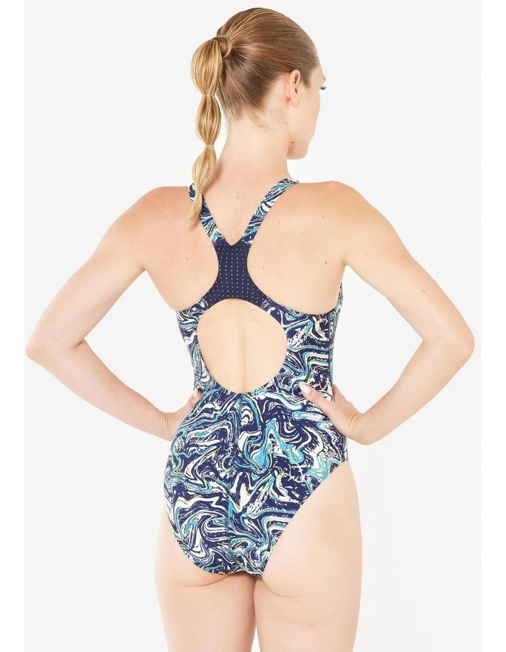 Decathlon | Womens swimming 1-piece swimsuit - Kamyleon vai white image 2