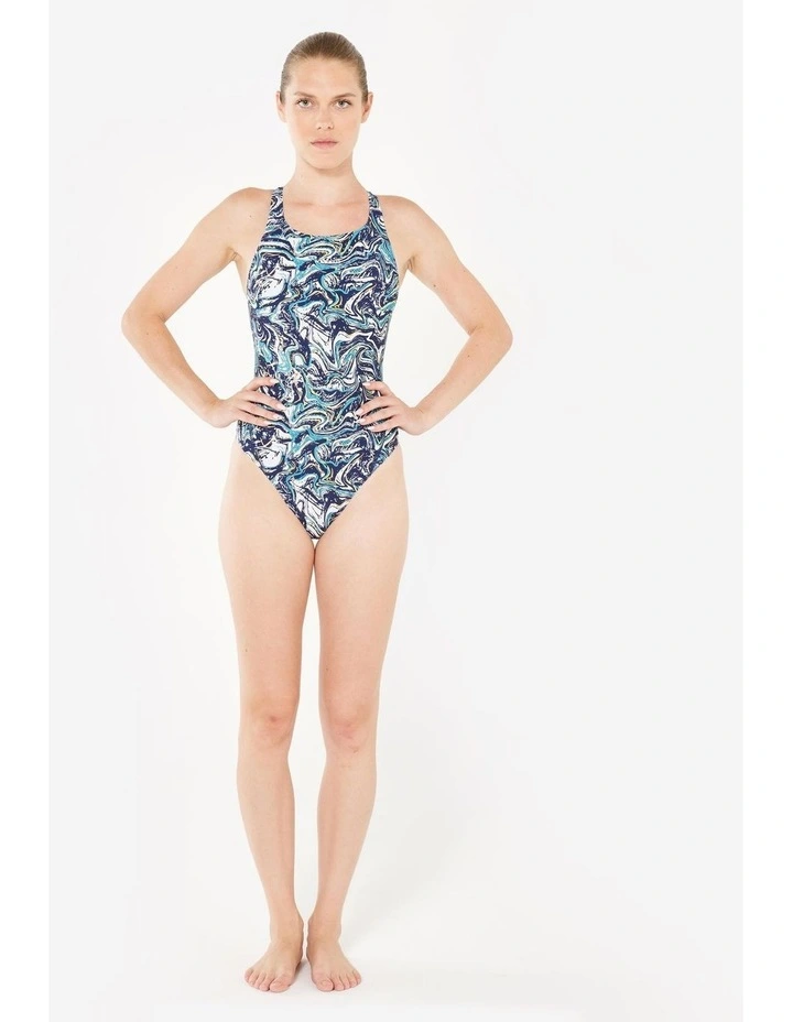 Decathlon | Womens swimming 1-piece swimsuit - Kamyleon vai white image 4
