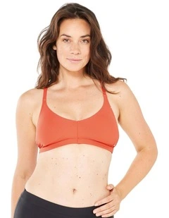 Womens swimming textured crop top swimsuit top - Lila simy terracotta