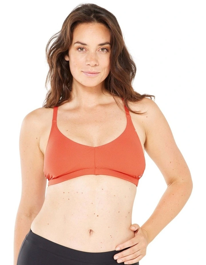 Womens swimming textured crop top swimsuit top - Lila simy terracotta image 1