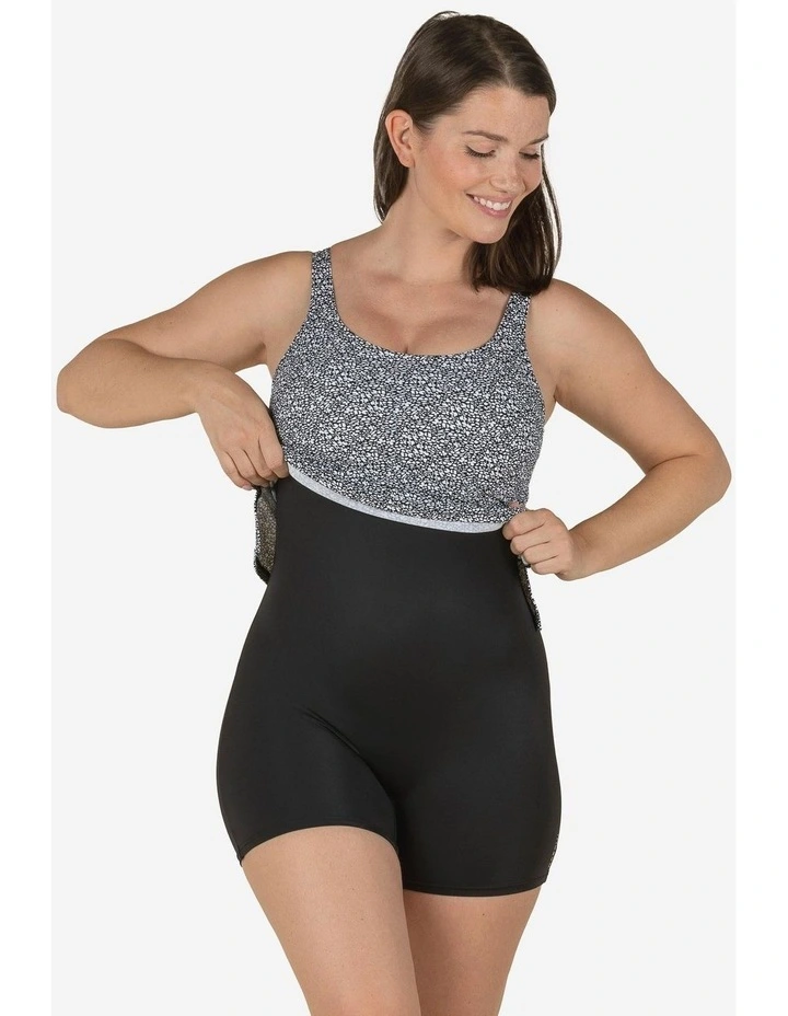 Decathlon | Women's 1-piece Swimsuit Heva Tankini Leo Black image 2