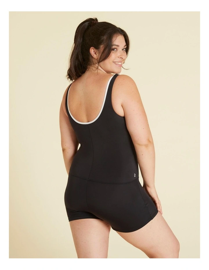 Decathlon | Women's 1-piece Heva swimsuit shorty zip black image 6