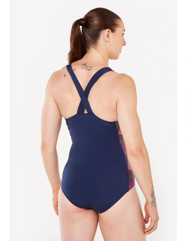 Decathlon | Womens swimming 1-piece swimsuit - Kelly blue pink image 2