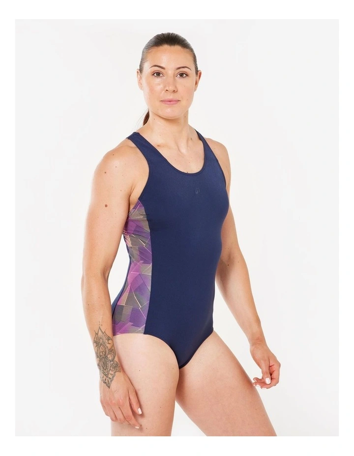 Decathlon | Womens swimming 1-piece swimsuit - Kelly blue pink image 4